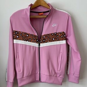 Nike Girls Pink Leopard Track Set Jacket & Joggers | 2-Piece Athletic for age 15